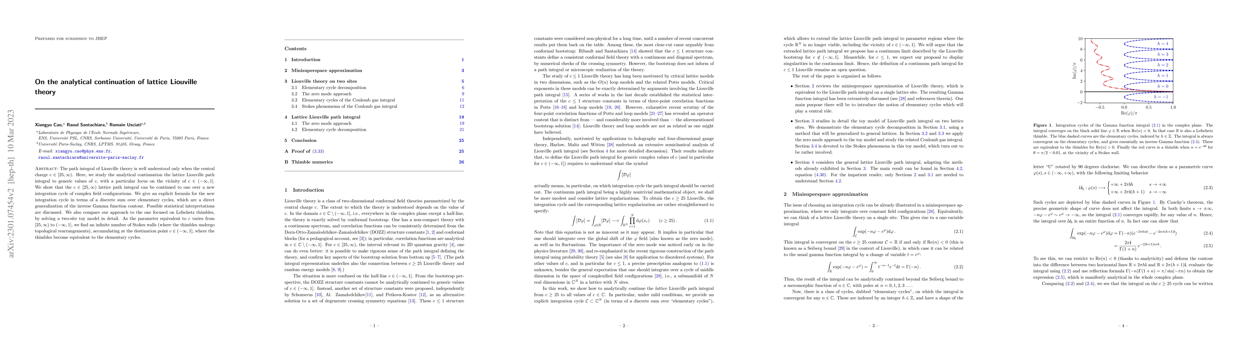Thumbnail for On the analytical continuation of lattice Liouville theory