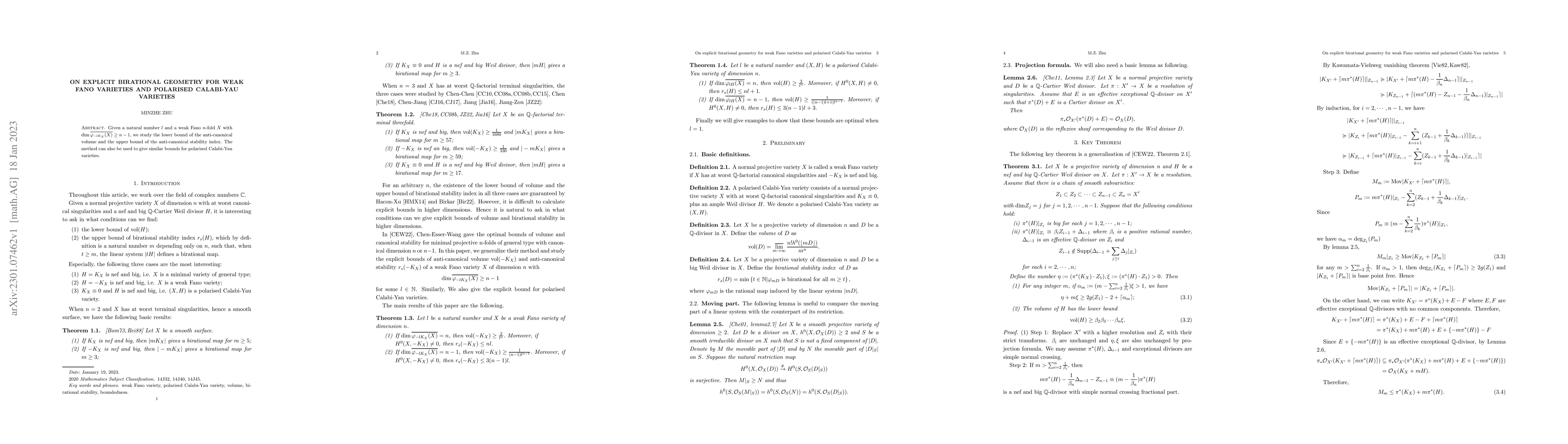 Thumbnail for On explicit birational geometry for weak Fano varieties and polarised
  Calabi-Yau varieties