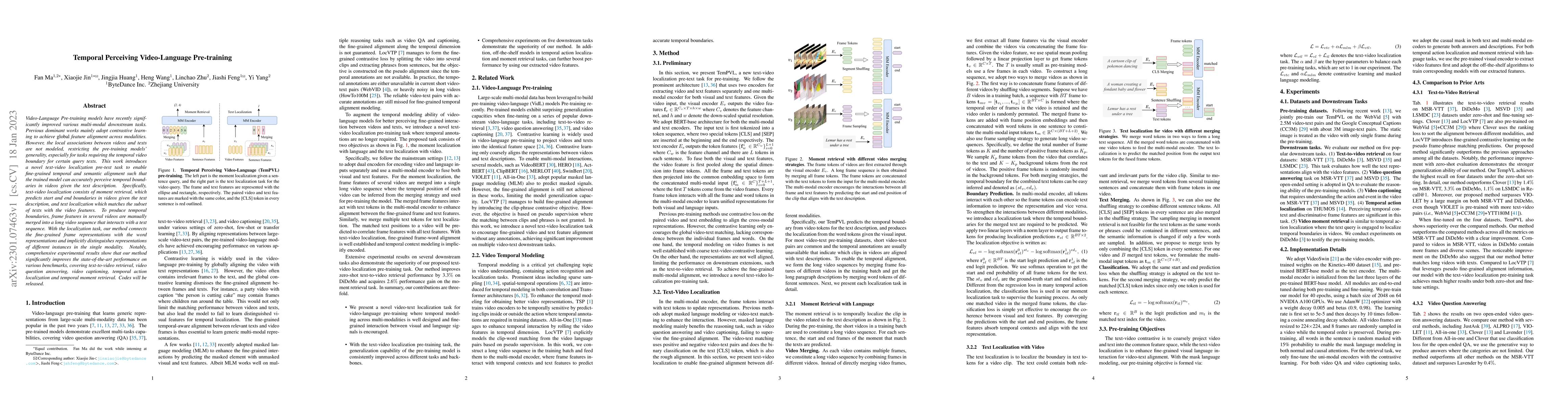 Thumbnail for Temporal Perceiving Video-Language Pre-training