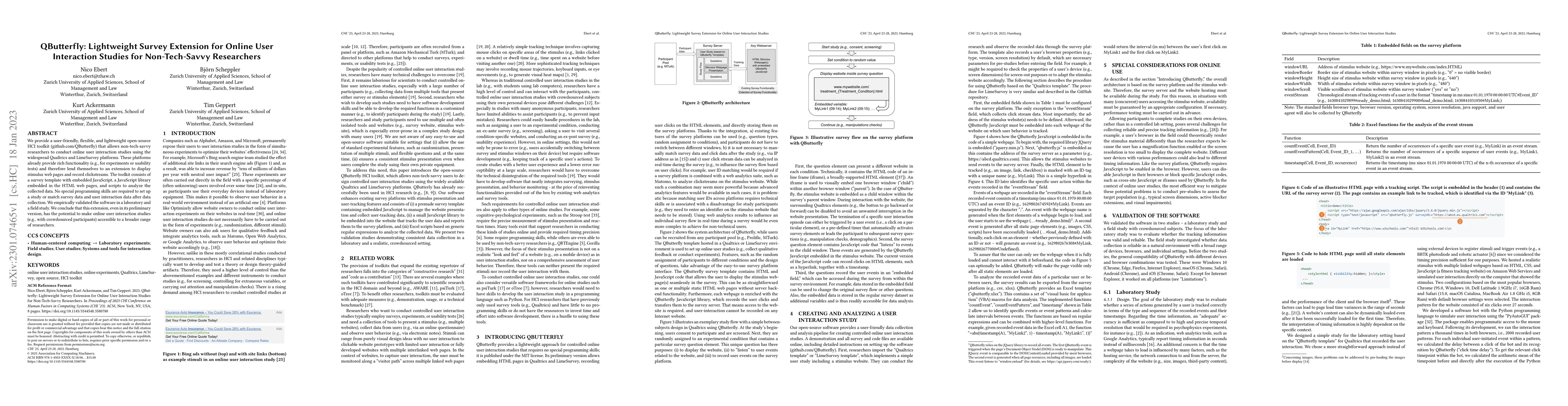 Thumbnail for QButterfly: Lightweight Survey Extension for Online User Interaction
  Studies for Non-Tech-Savvy Researchers