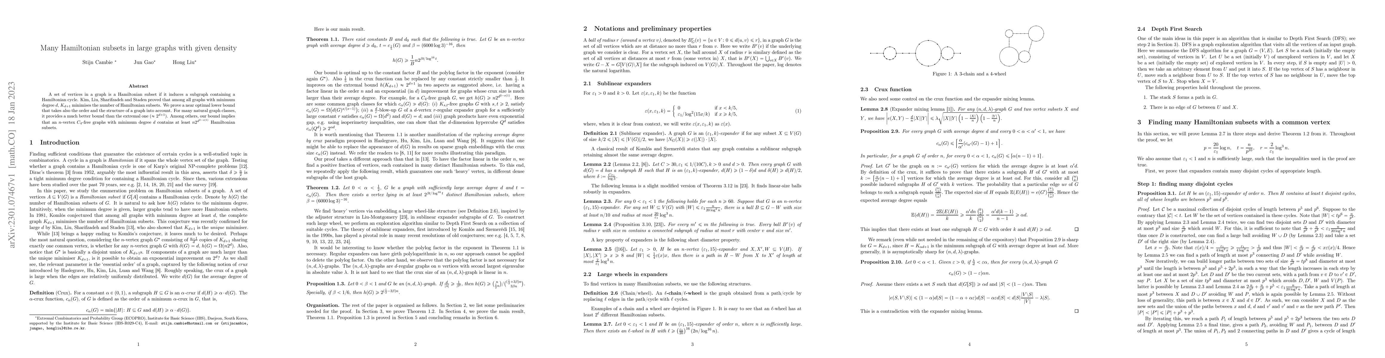 Thumbnail for Many Hamiltonian subsets in large graphs with given density