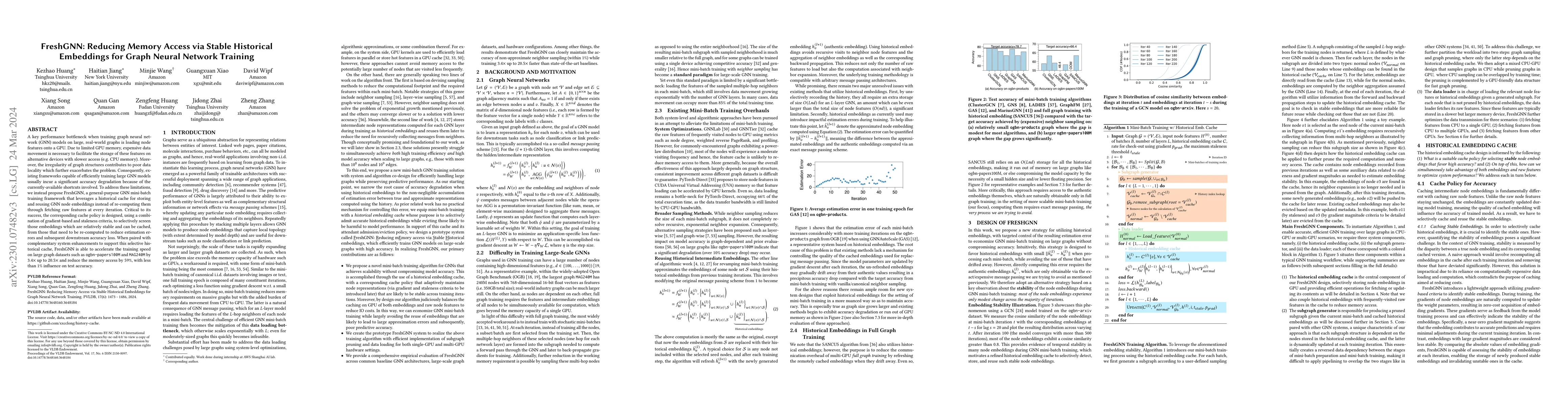 Thumbnail for FreshGNN: Reducing Memory Access via Stable Historical Embeddings for
  Graph Neural Network Training