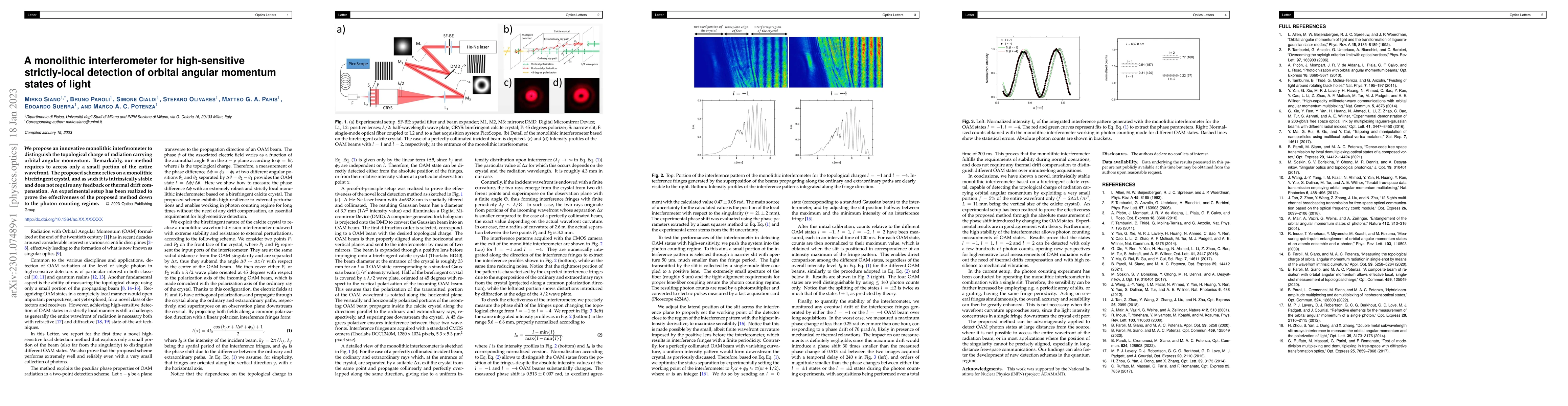 Thumbnail for A monolithic interferometer for high-sensitive strictly-local detection
  of orbital angular momentum states of light