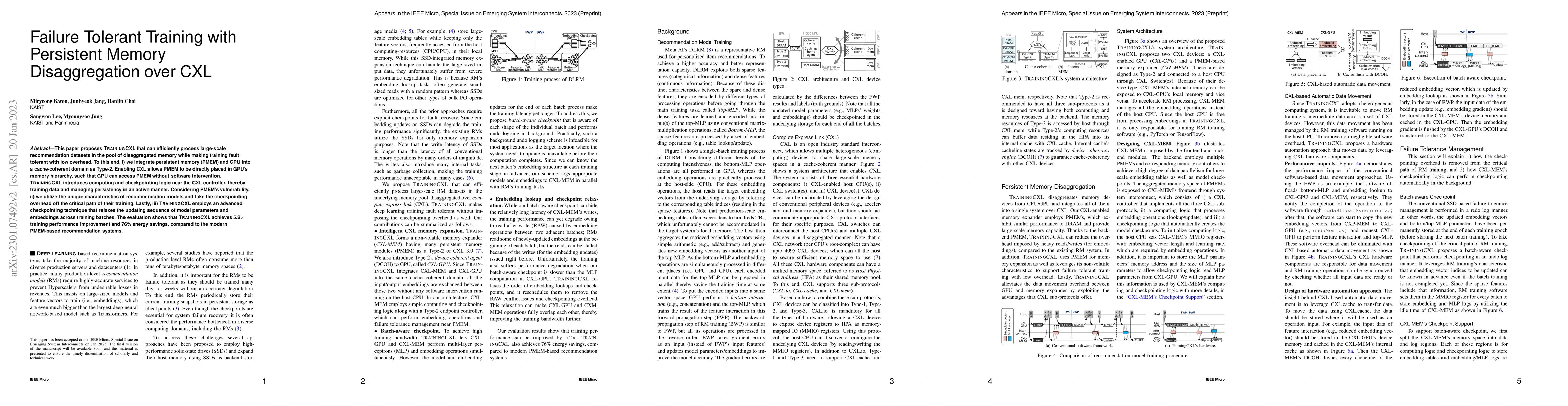 Thumbnail for Failure Tolerant Training with Persistent Memory Disaggregation over CXL