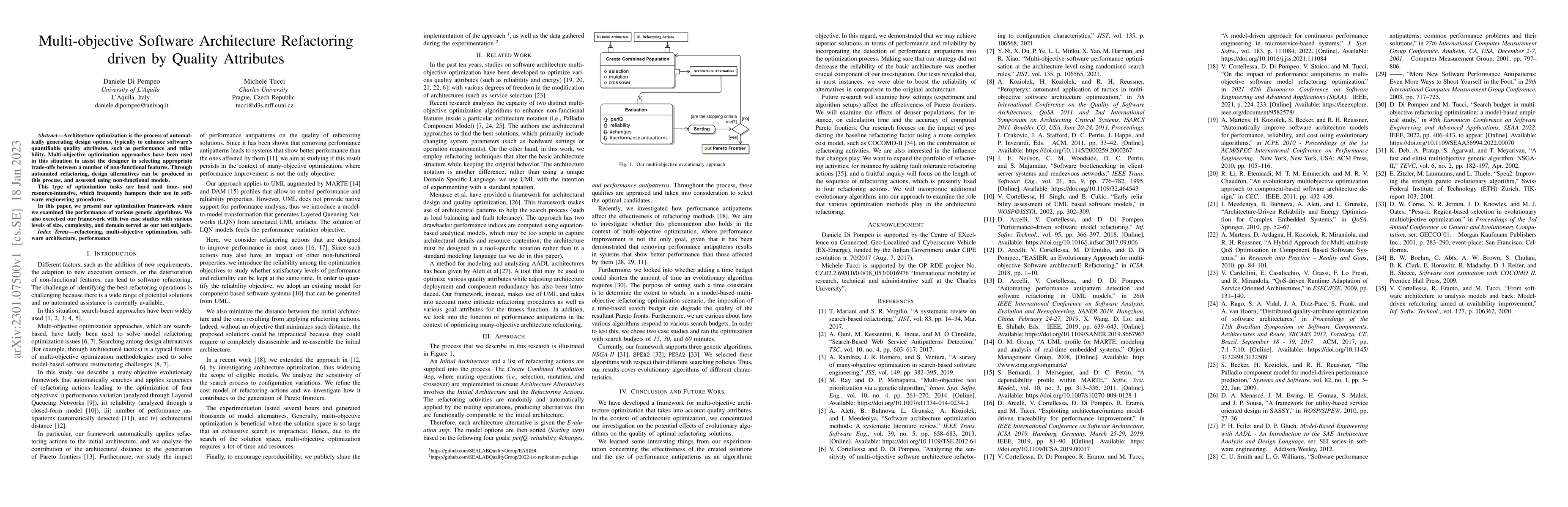 Thumbnail for Multi-objective Software Architecture Refactoring driven by Quality
  Attributes