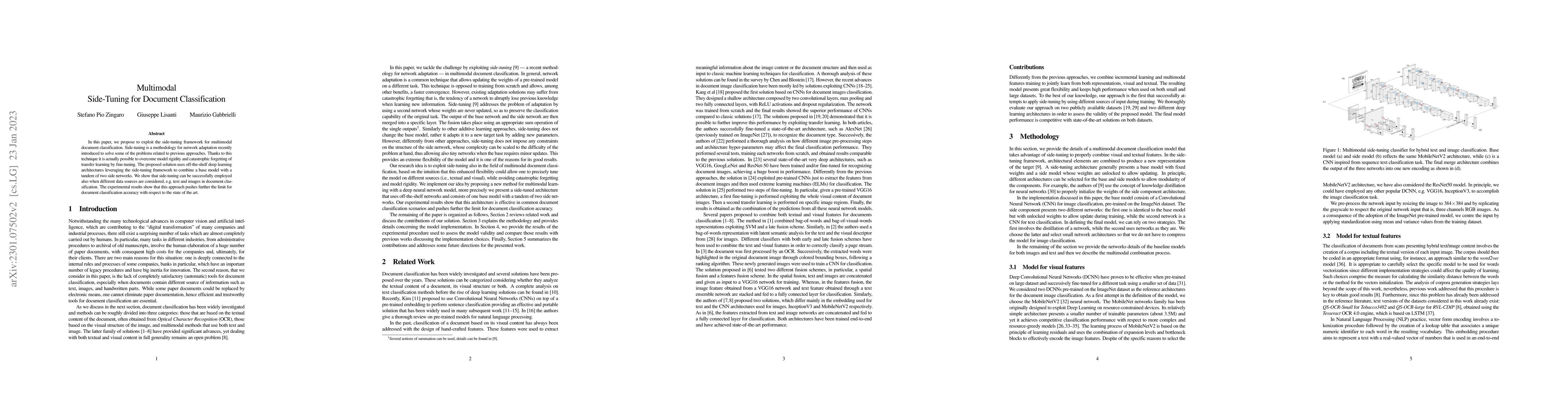 Thumbnail for Multimodal Side-Tuning for Document Classification