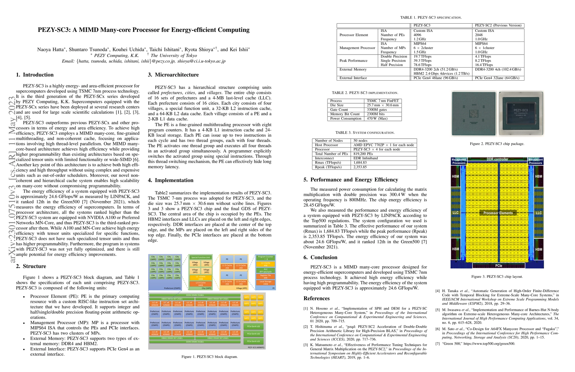 Thumbnail for PEZY-SC3: A MIMD Many-core Processor for Energy-efficient Computing
