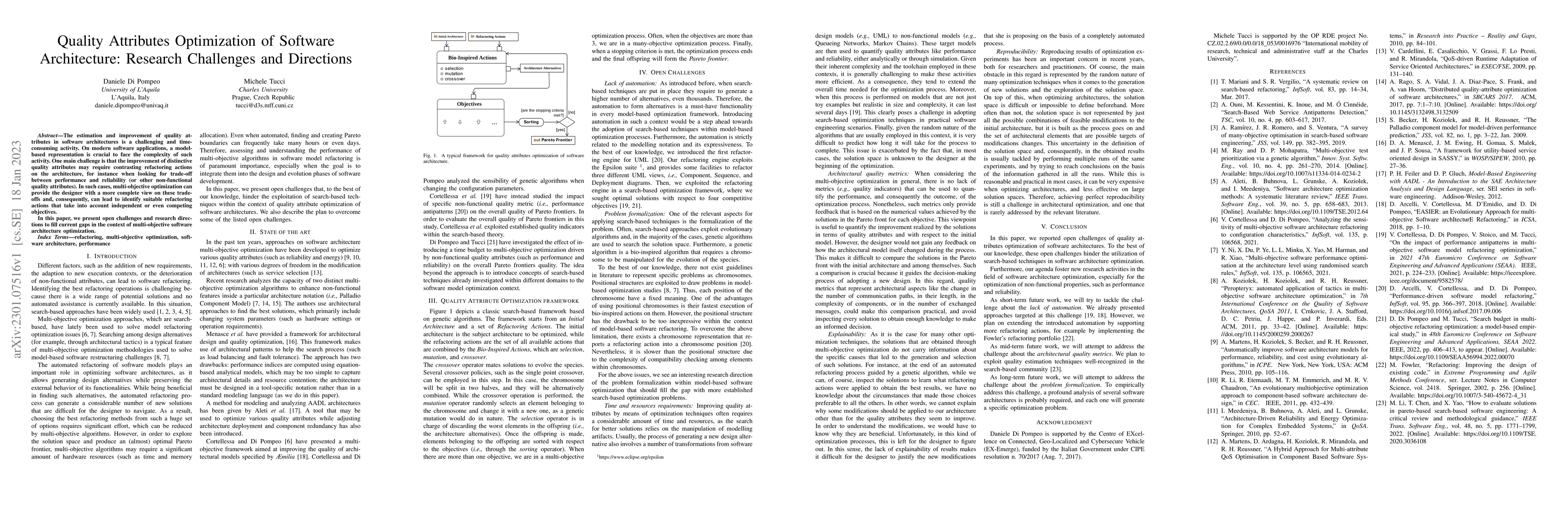 Thumbnail for Quality Attributes Optimization of Software Architecture: Research
  Challenges and Directions