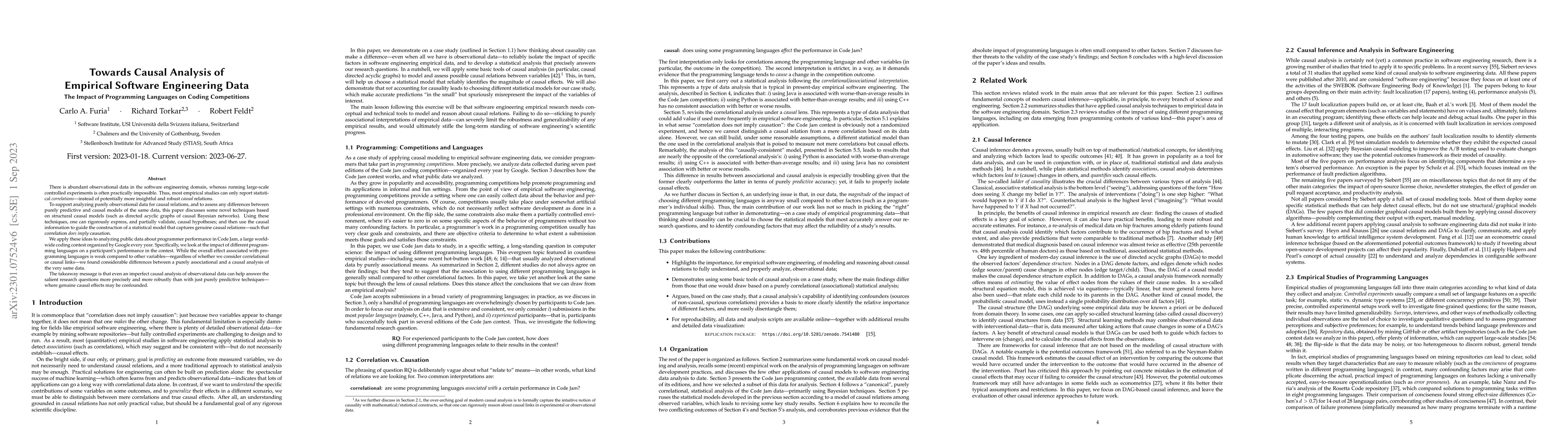 Thumbnail for Towards Causal Analysis of Empirical Software Engineering Data: The
  Impact of Programming Languages on Coding Competitions