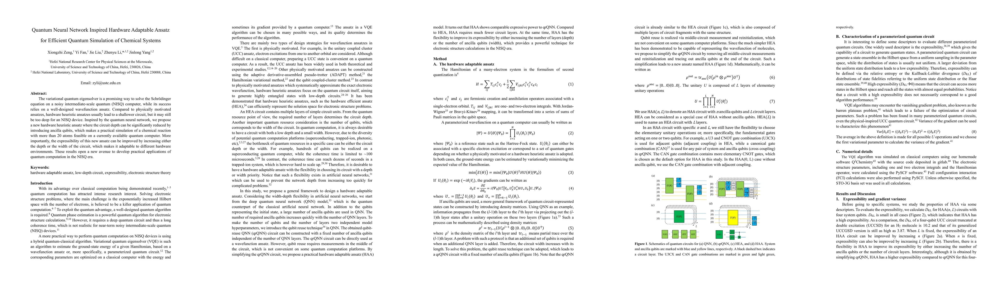 Thumbnail for Quantum Neural Network Inspired Hardware Adaptable Ansatz for Efficient
  Quantum Simulation of Chemical Systems
