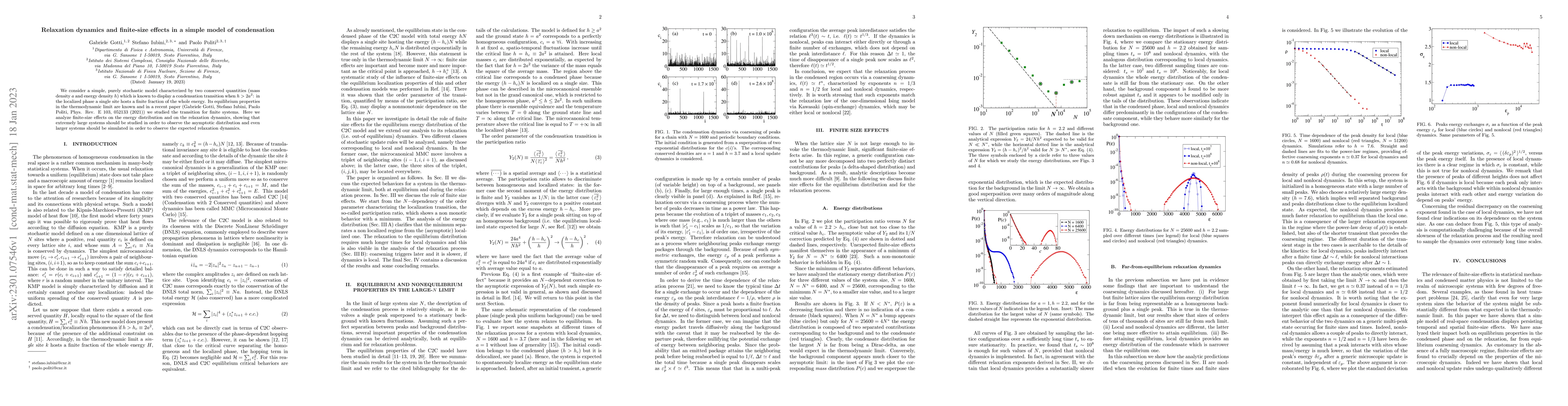Thumbnail for Relaxation dynamics and finite-size effects in a simple model of
  condensation