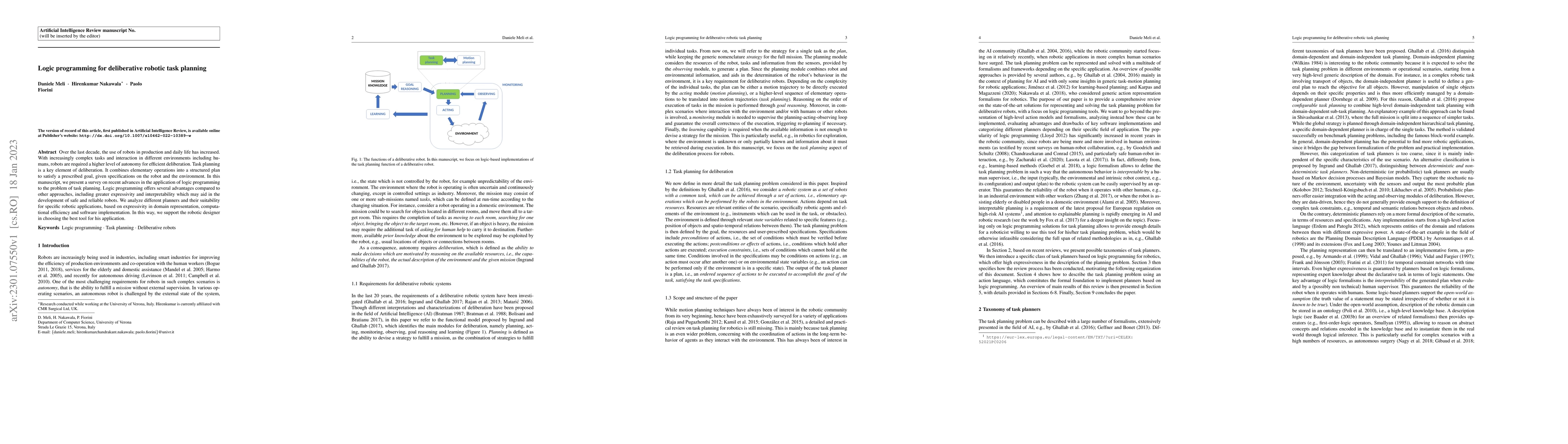 Thumbnail for Logic programming for deliberative robotic task planning