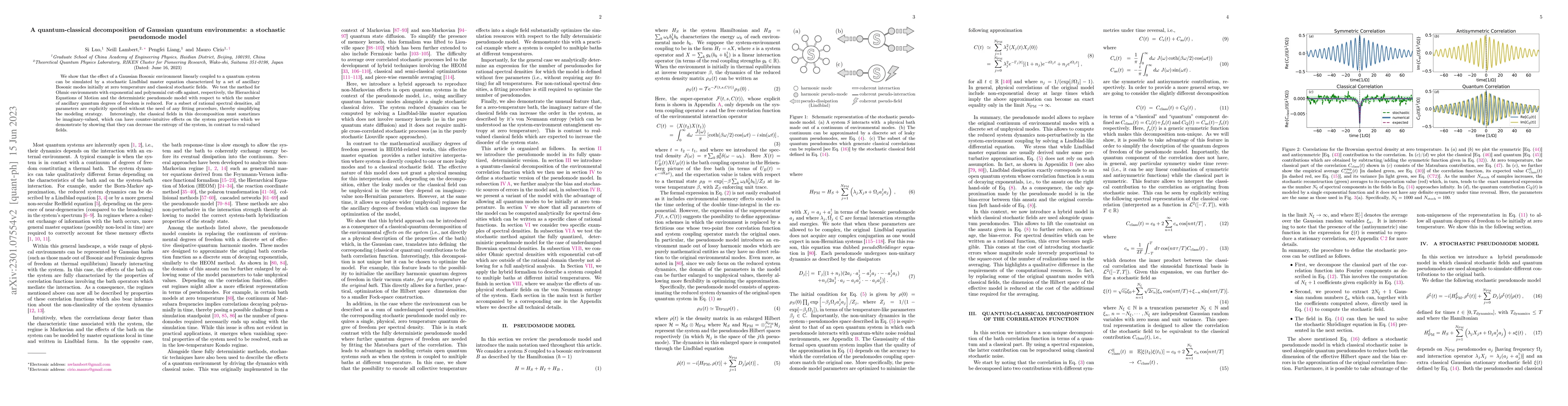 Thumbnail for A quantum-classical decomposition of Gaussian quantum environments: a
  stochastic pseudomode model