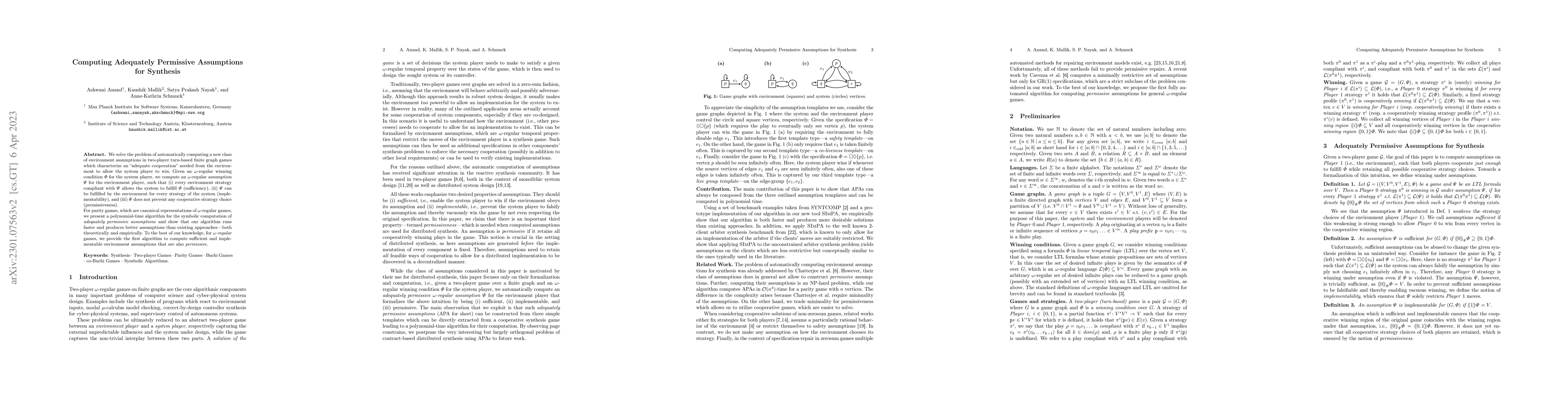 Thumbnail for Computing Adequately Permissive Assumptions for Synthesis