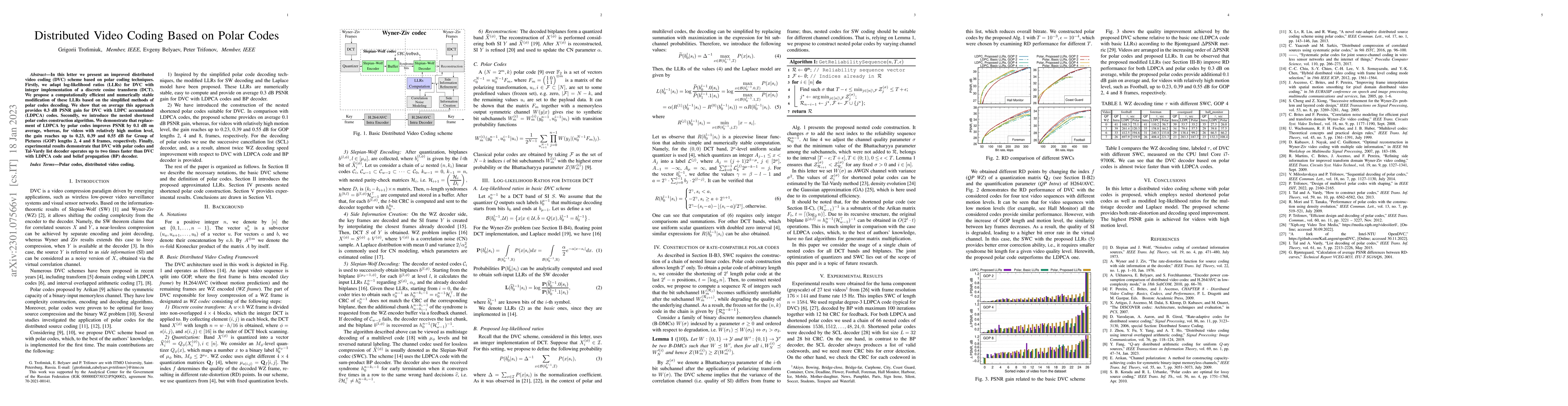 Thumbnail for Distributed Video Coding Based on Polar Codes