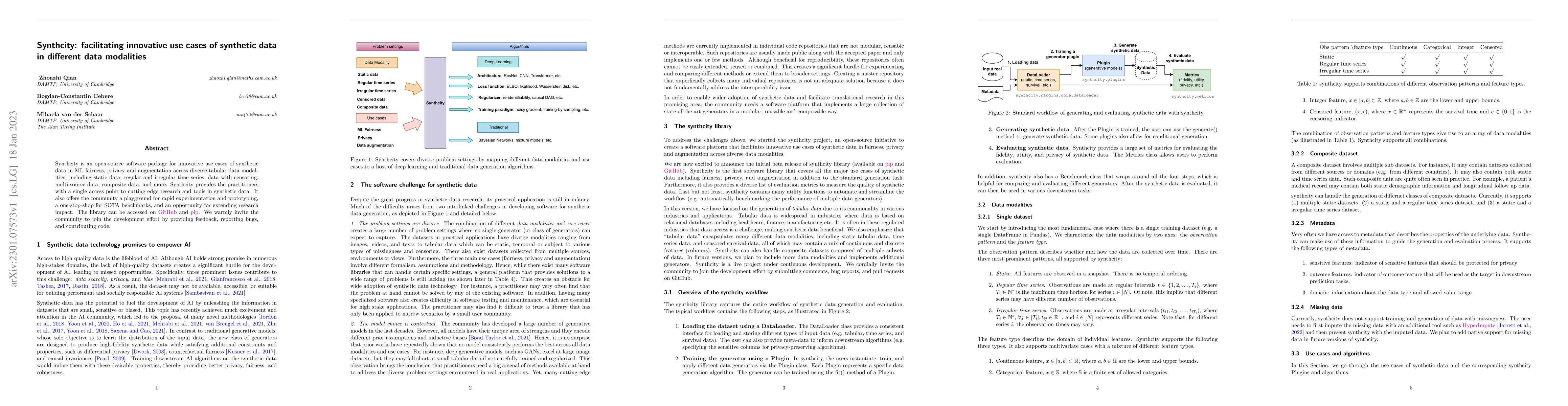 Thumbnail for Synthcity: facilitating innovative use cases of synthetic data in
  different data modalities