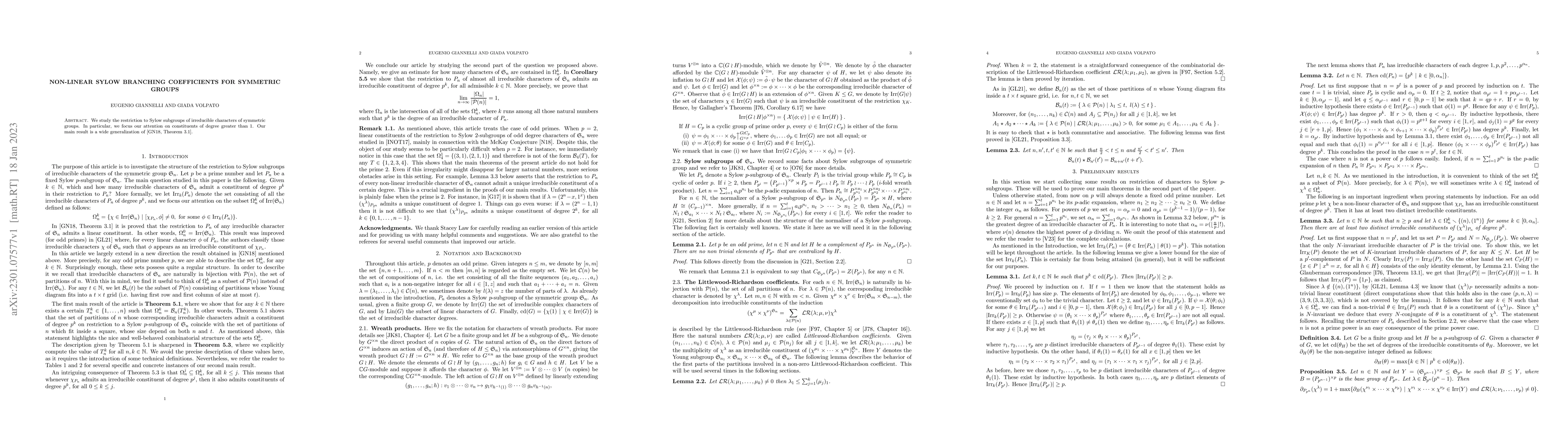 Thumbnail for Non-linear Sylow branching coefficients for symmetric groups