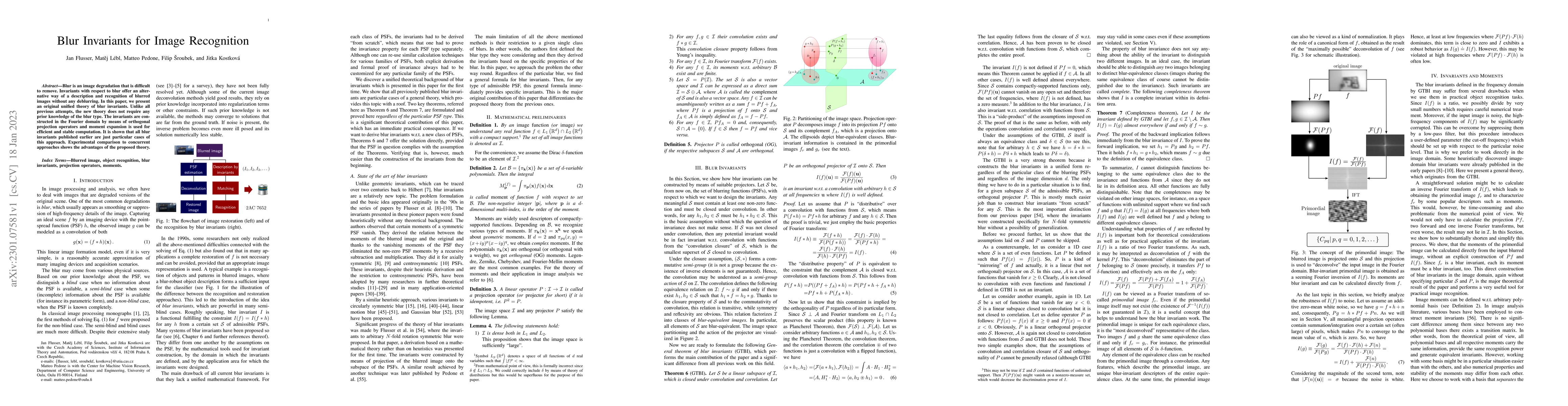 Thumbnail for Blur Invariants for Image Recognition