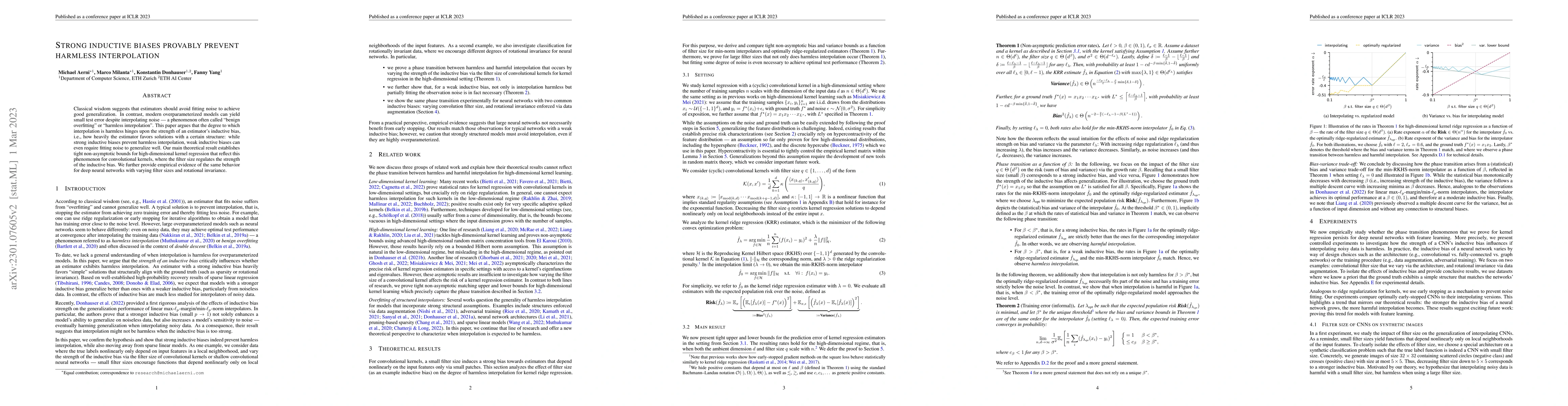 Thumbnail for Strong inductive biases provably prevent harmless interpolation
