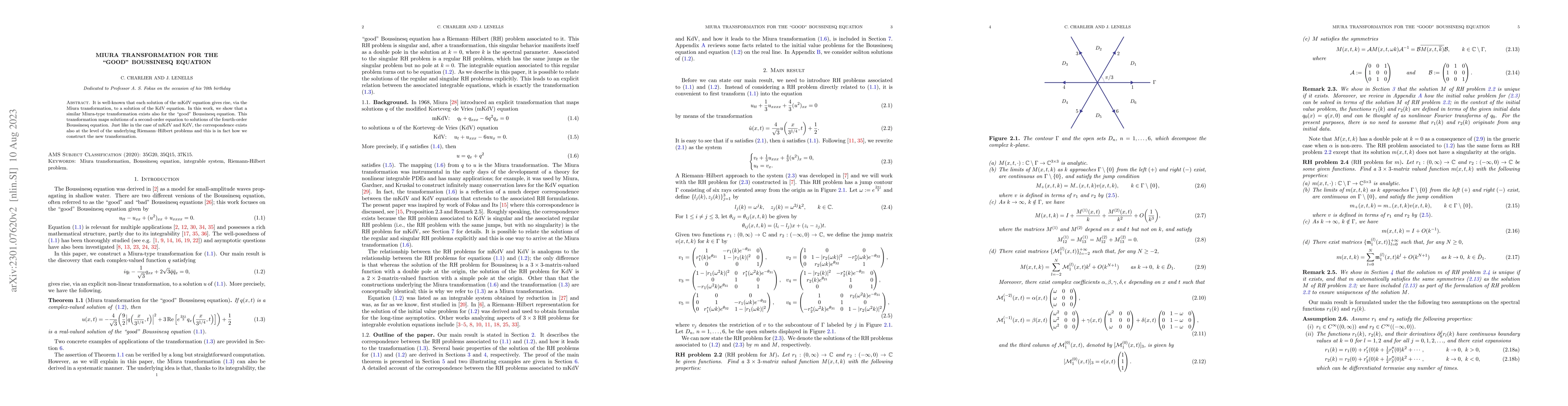 Thumbnail for Miura transformation for the "good'' Boussinesq equation