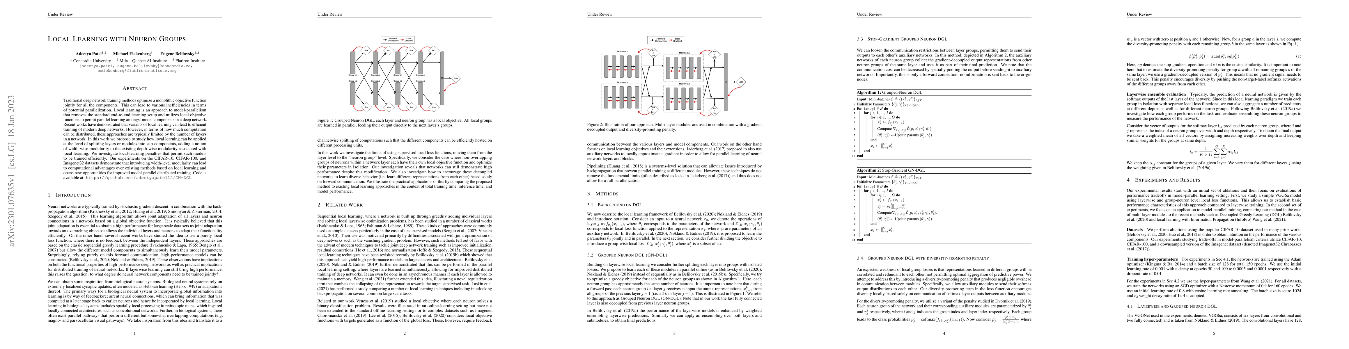 Thumbnail for Local Learning with Neuron Groups