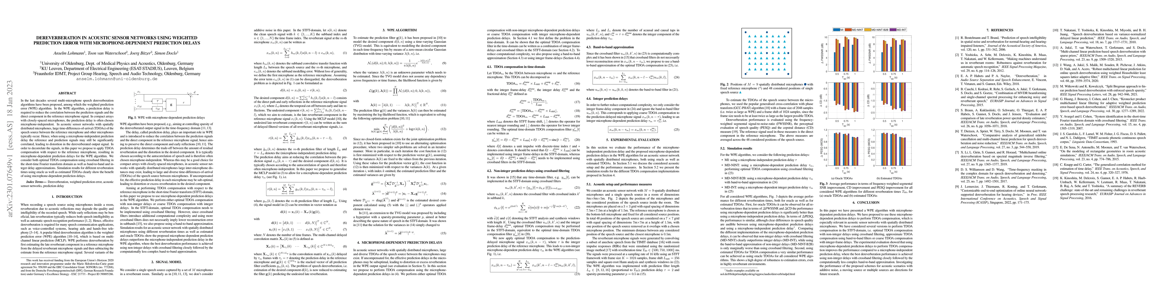 Thumbnail for Dereverberation in Acoustic Sensor Networks Using Weighted Prediction
  Error With Microphone-dependent Prediction Delays