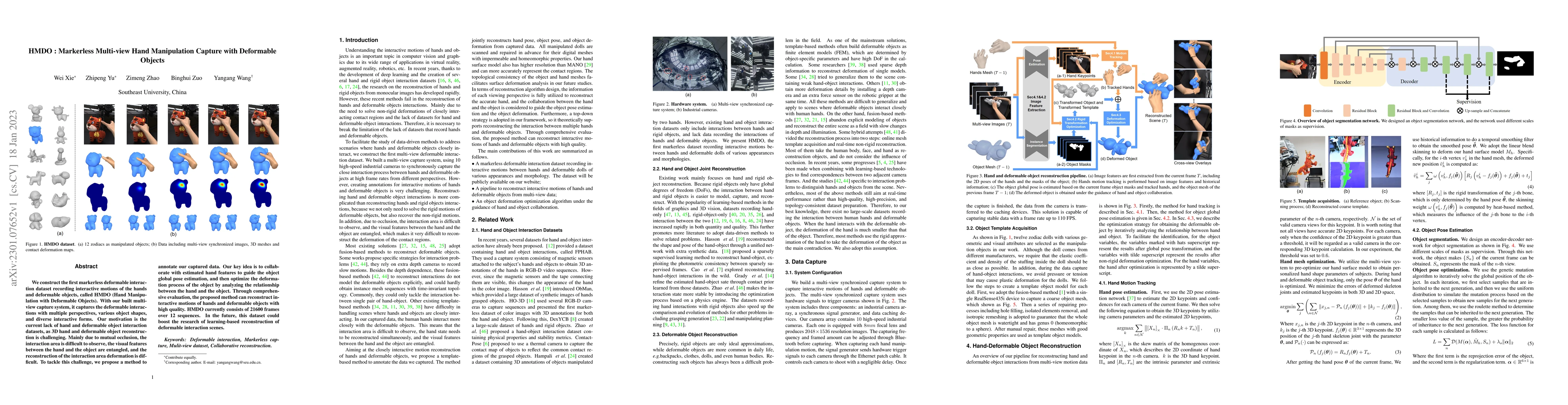 Thumbnail for HMDO: Markerless Multi-view Hand Manipulation Capture with Deformable
  Objects
