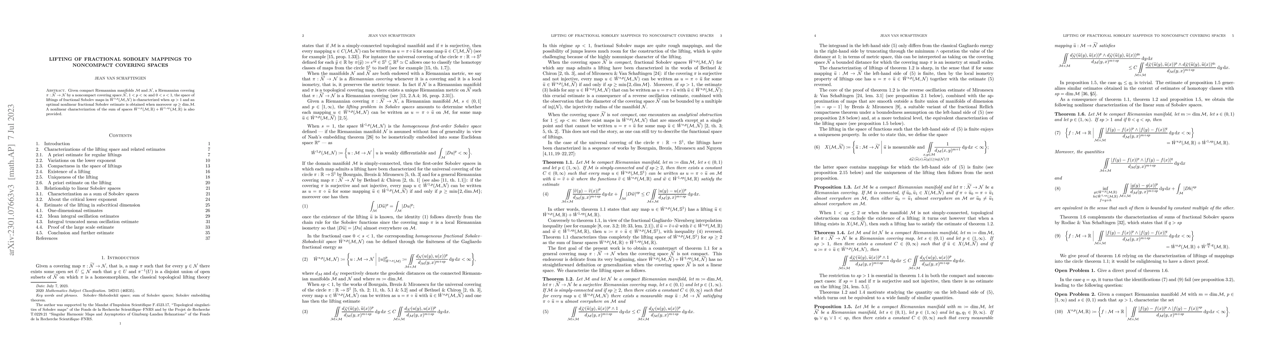 Thumbnail for Lifting of fractional Sobolev mappings to noncompact covering space