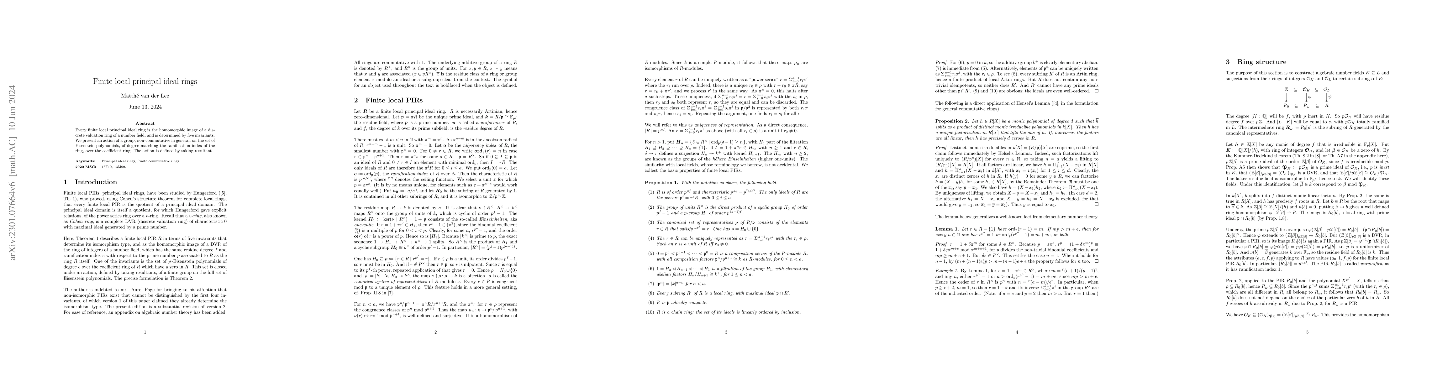 Thumbnail for Finite local principal ideal rings