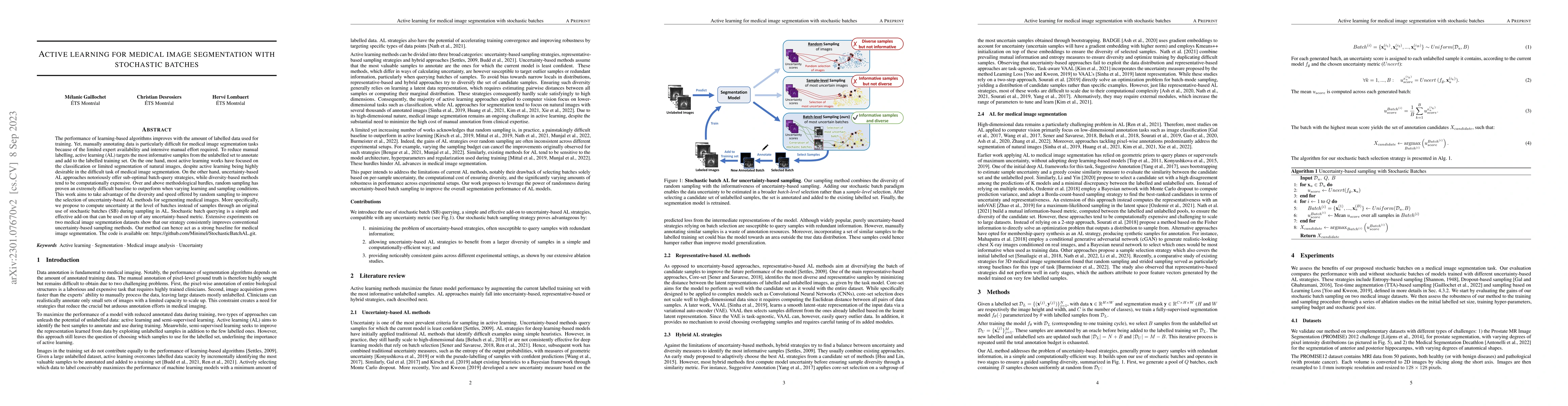 Thumbnail for Active learning for medical image segmentation with stochastic batches