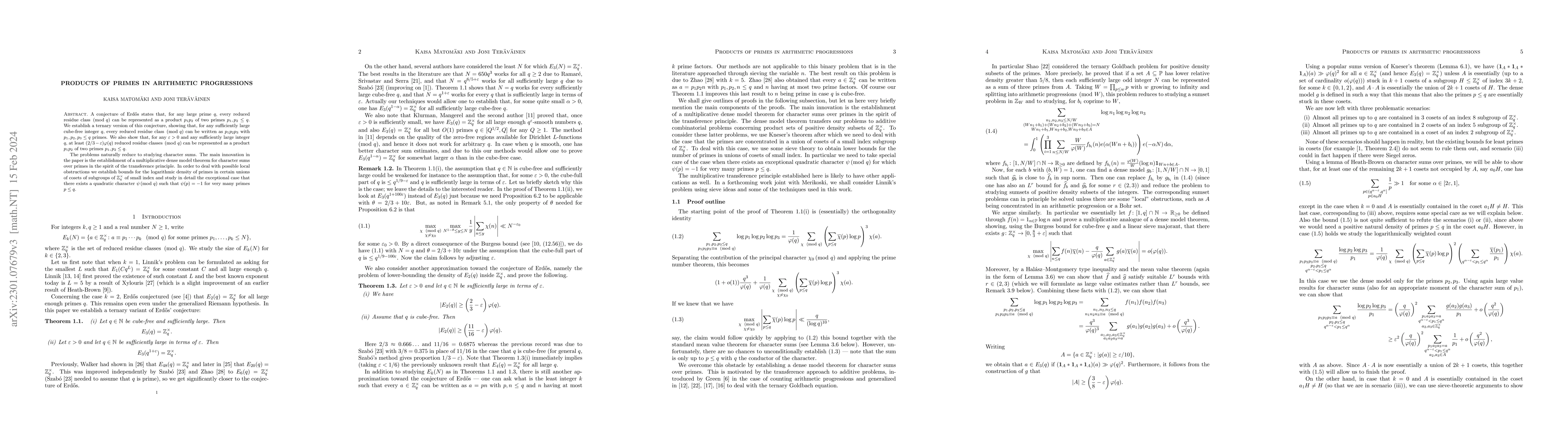 Thumbnail for Products of primes in arithmetic progressions