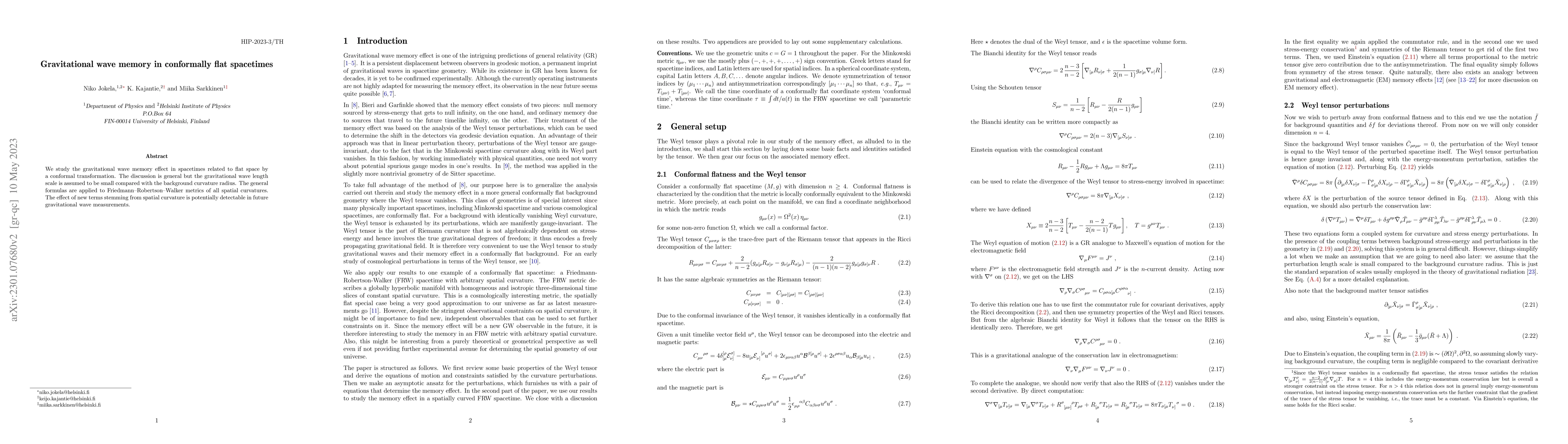 Thumbnail for Gravitational wave memory in conformally flat spacetimes