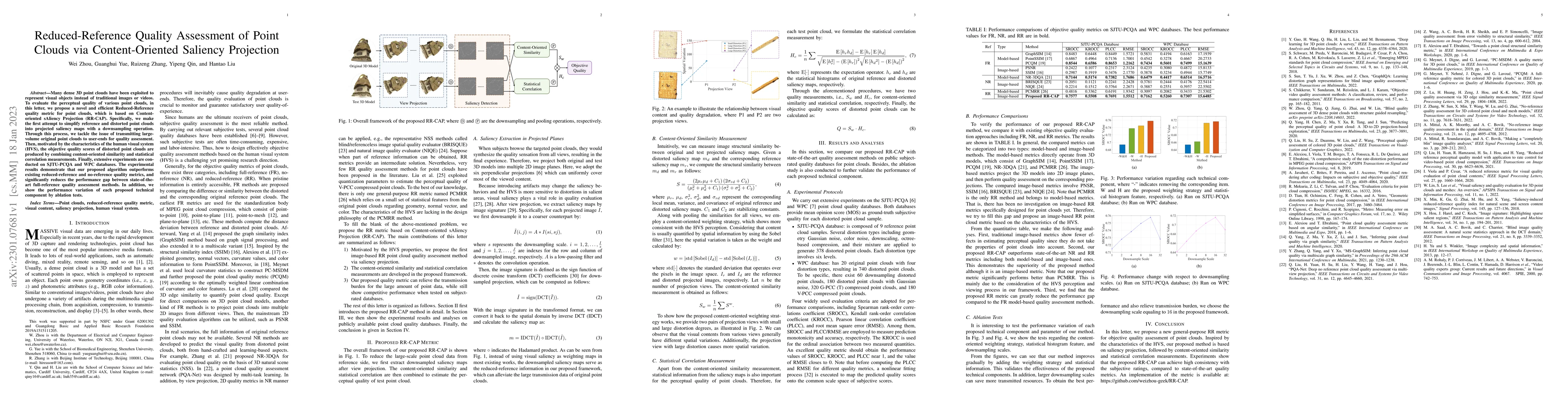 Thumbnail for Reduced-Reference Quality Assessment of Point Clouds via
  Content-Oriented Saliency Projection