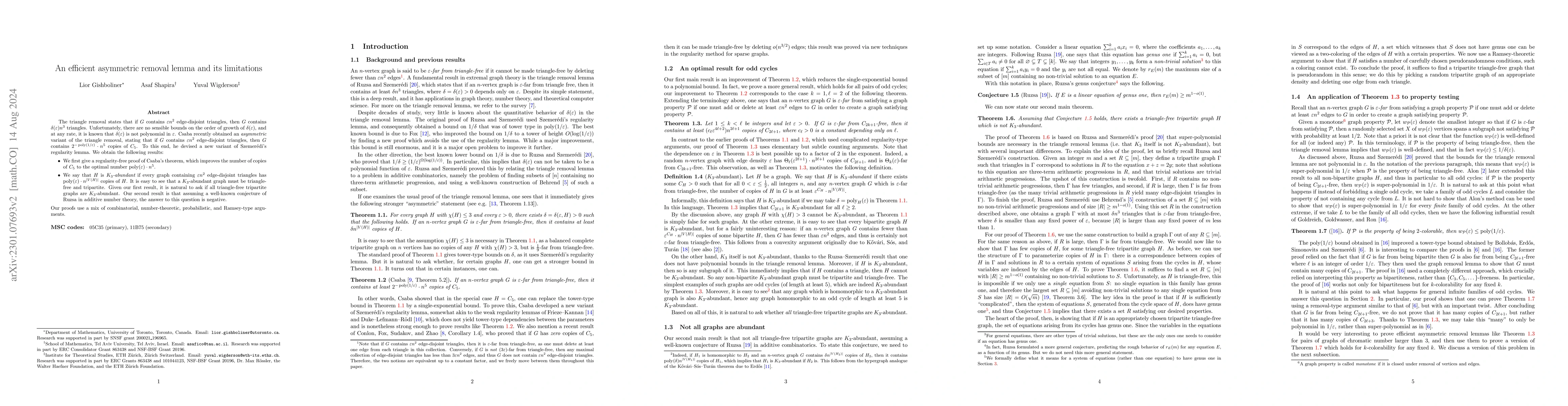 Thumbnail for An efficient asymmetric removal lemma and its limitations