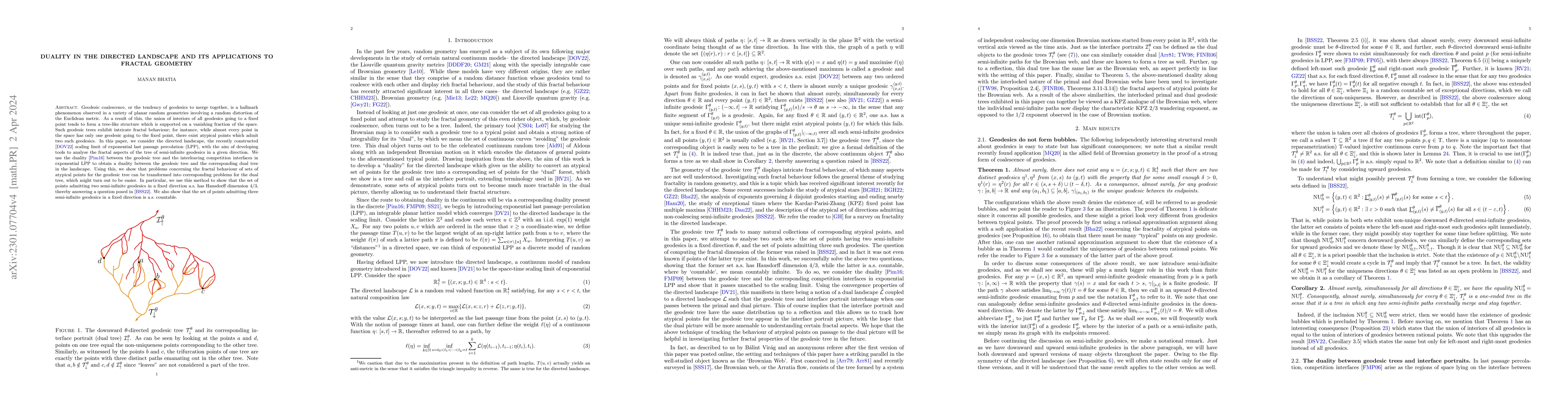 Thumbnail for Duality in the directed landscape and its applications to fractal
  geometry