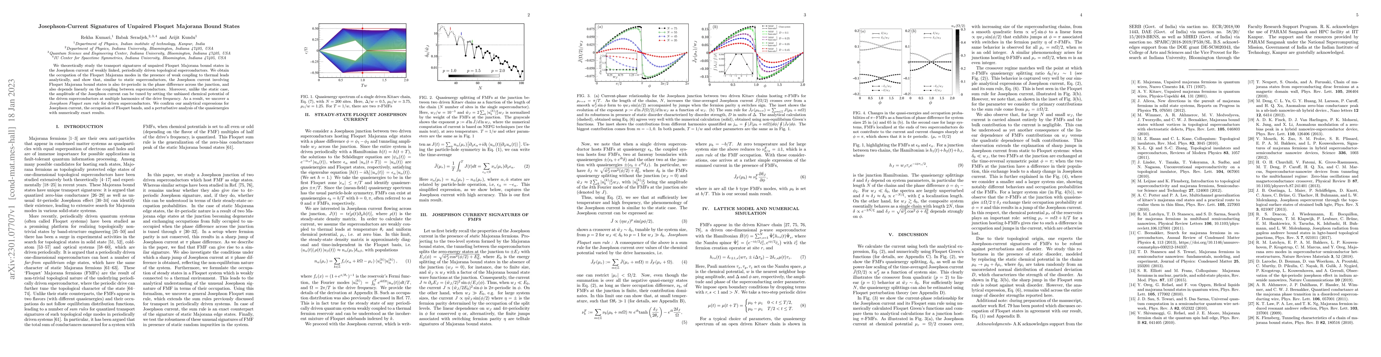 Thumbnail for Josephson-Current Signatures of Unpaired Floquet Majorana Bound States