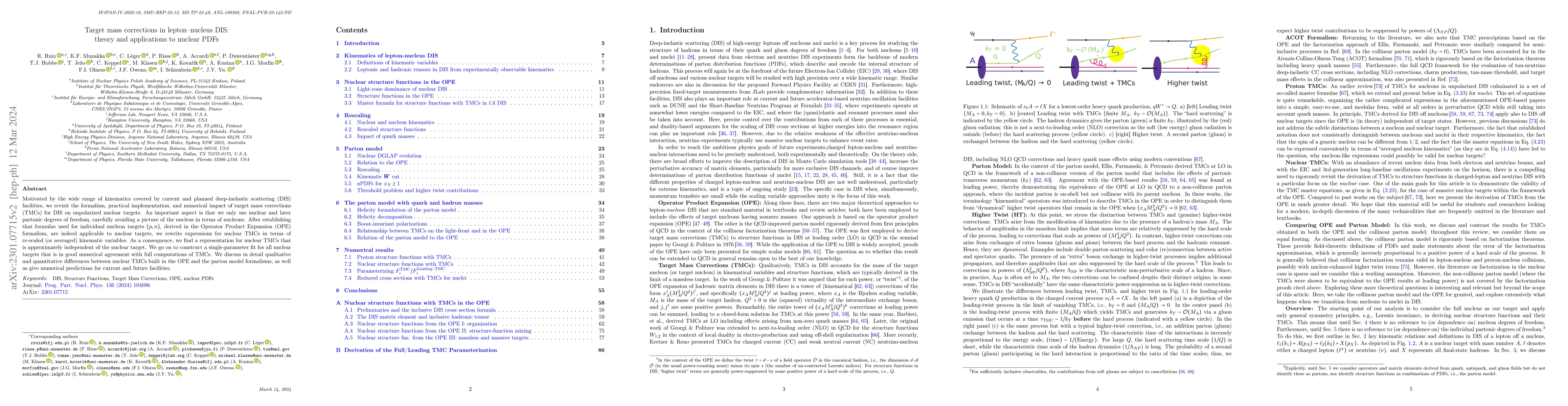 Thumbnail for Target mass corrections in lepton--nucleus DIS: theory and applications
  to nuclear PDFs