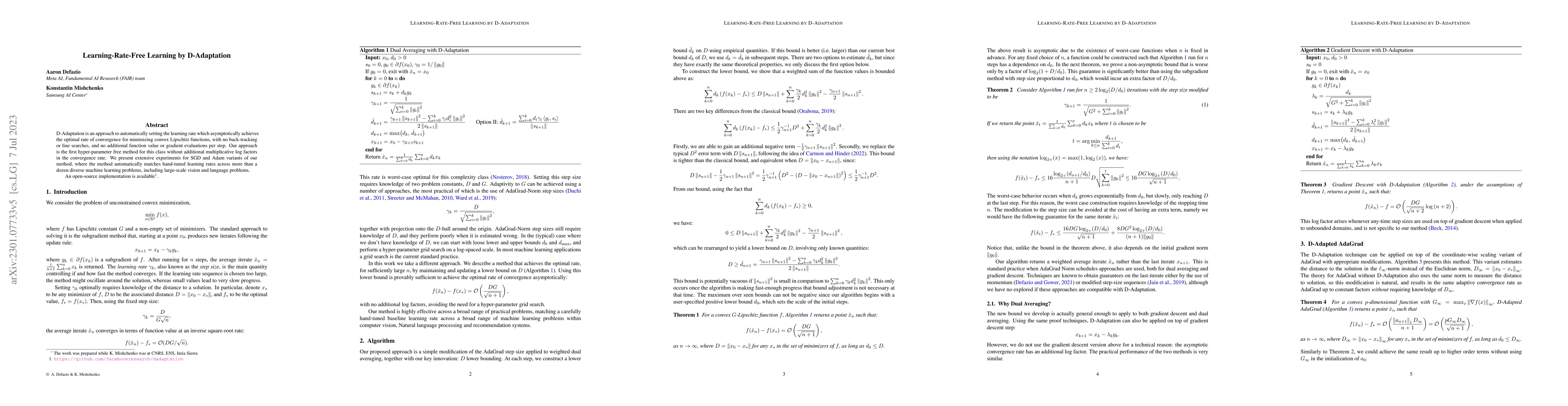 Thumbnail for Learning-Rate-Free Learning by D-Adaptation