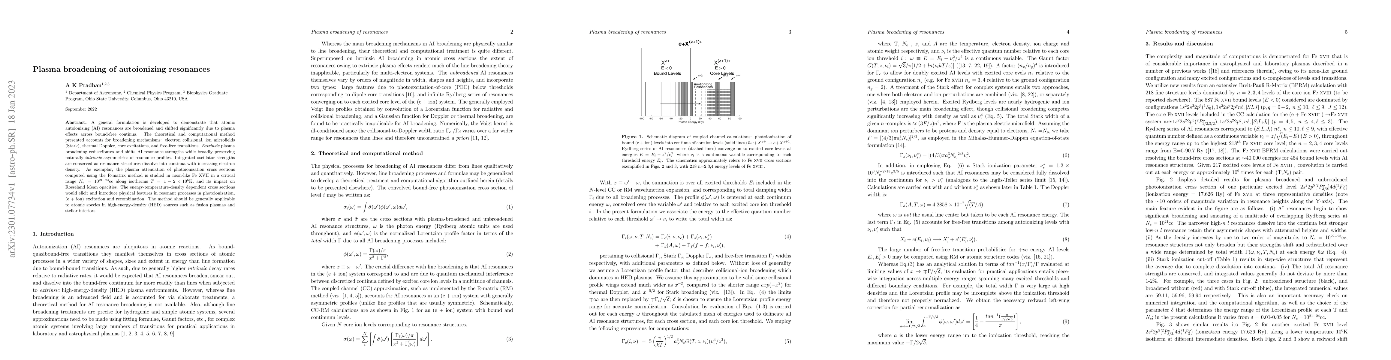 Thumbnail for Plasma broadening of autoionizing resonances