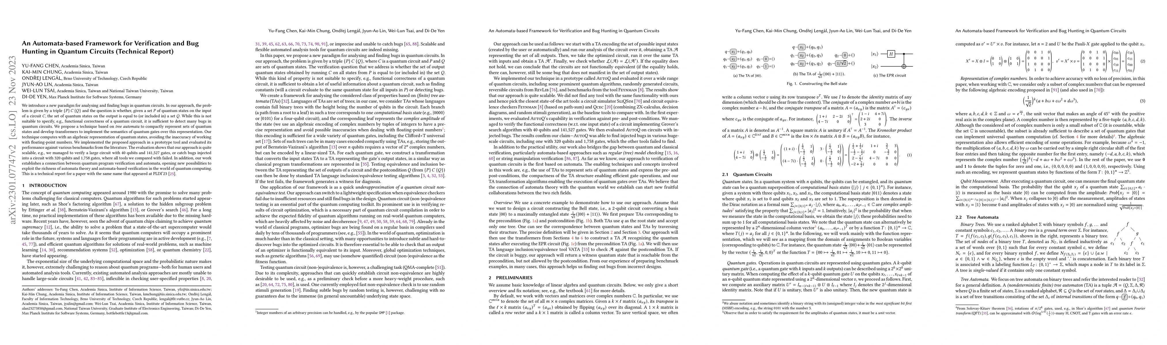 Thumbnail for An Automata-based Framework for Verification and Bug Hunting in Quantum
  Circuits (Technical Report)
