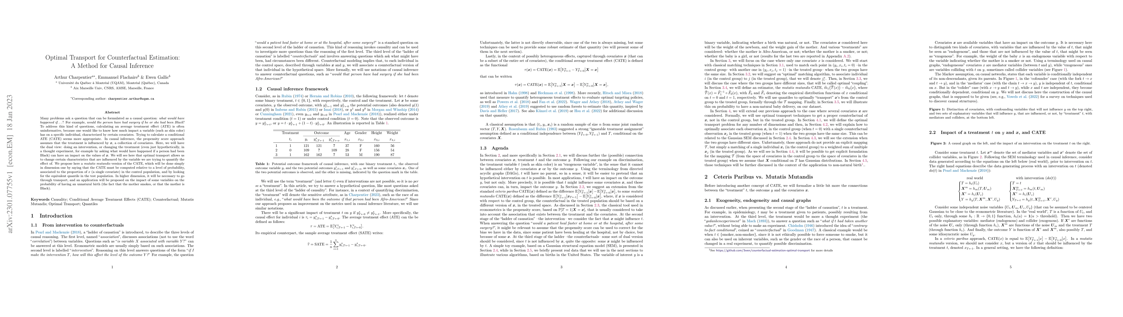 Thumbnail for Optimal Transport for Counterfactual Estimation: A Method for Causal
  Inference