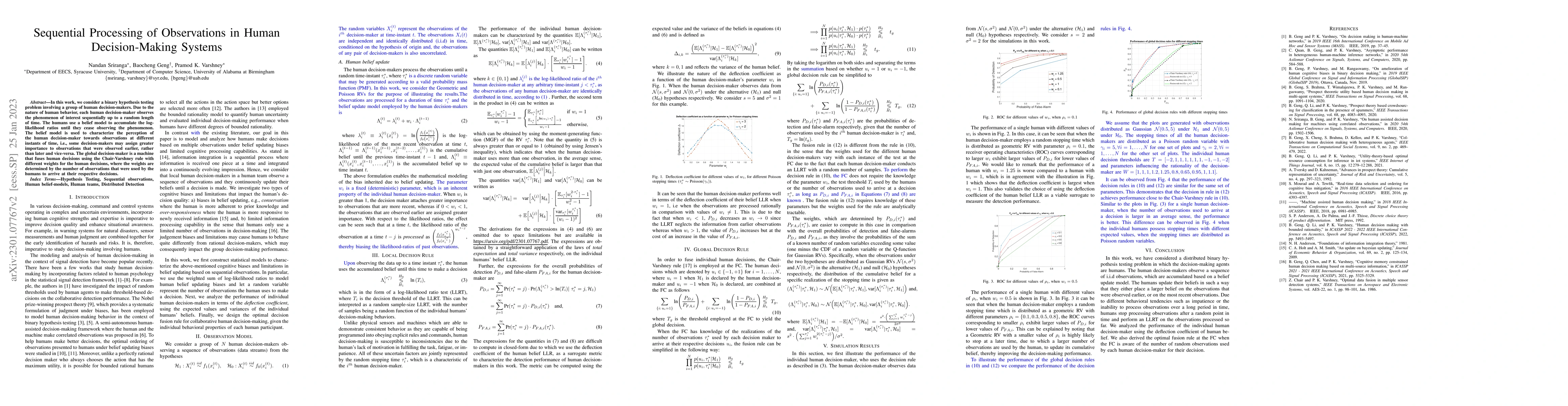 Thumbnail for Sequential Processing of Observations in Human Decision-Making Systems