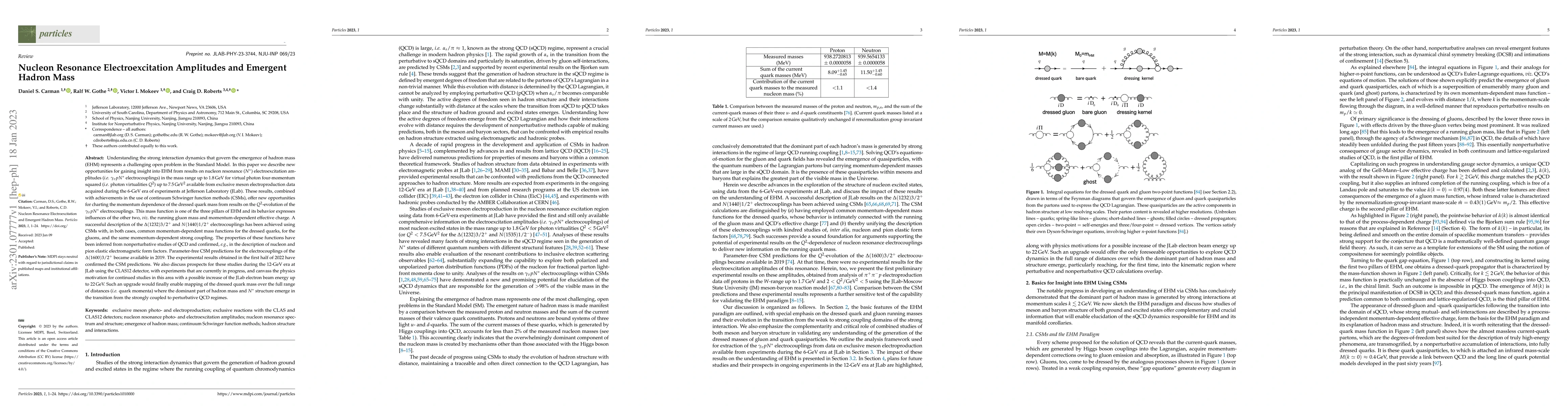 Thumbnail for Nucleon Resonance Electroexcitation Amplitudes and Emergent Hadron Mass