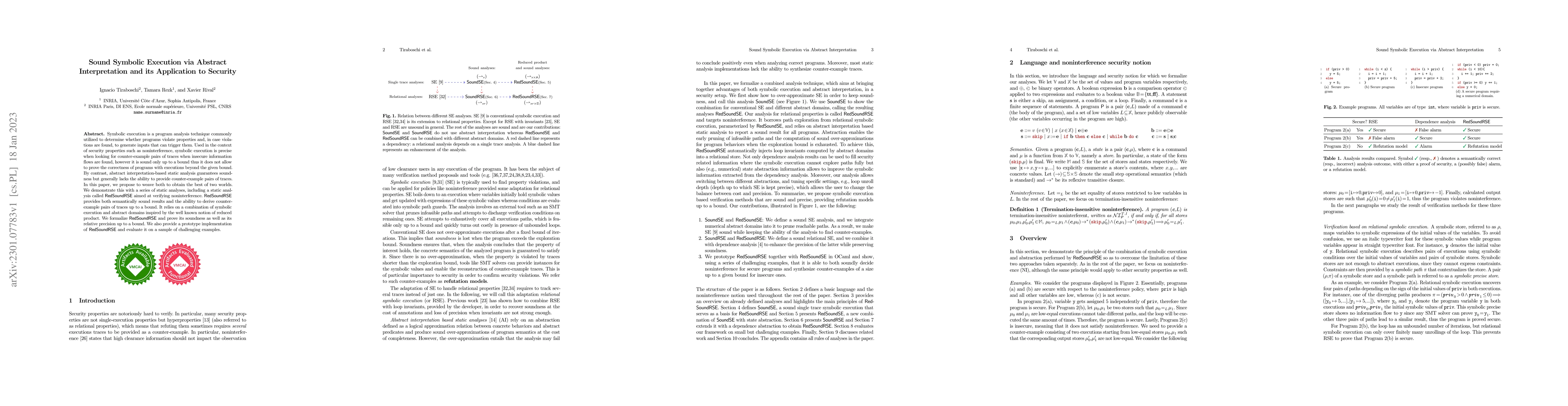 Thumbnail for Sound Symbolic Execution via Abstract Interpretation and its Application
  to Security