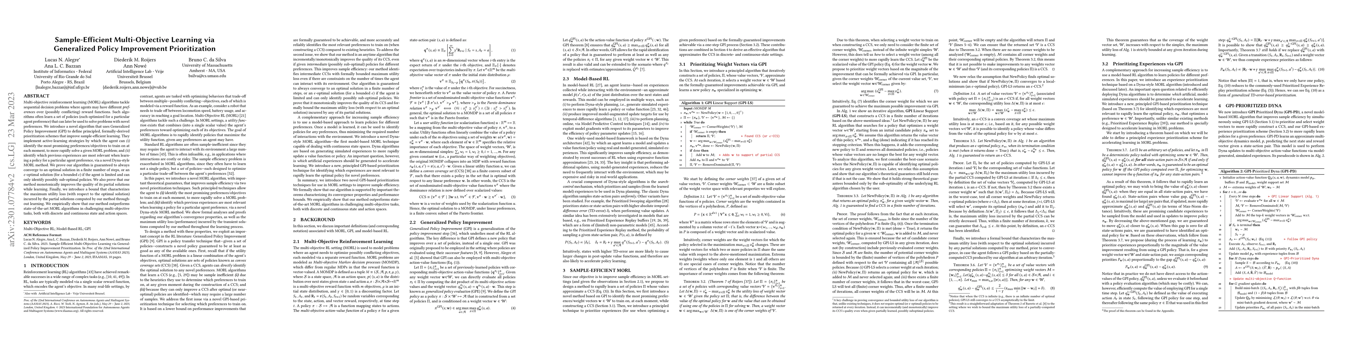 Thumbnail for Sample-Efficient Multi-Objective Learning via Generalized Policy
  Improvement Prioritization