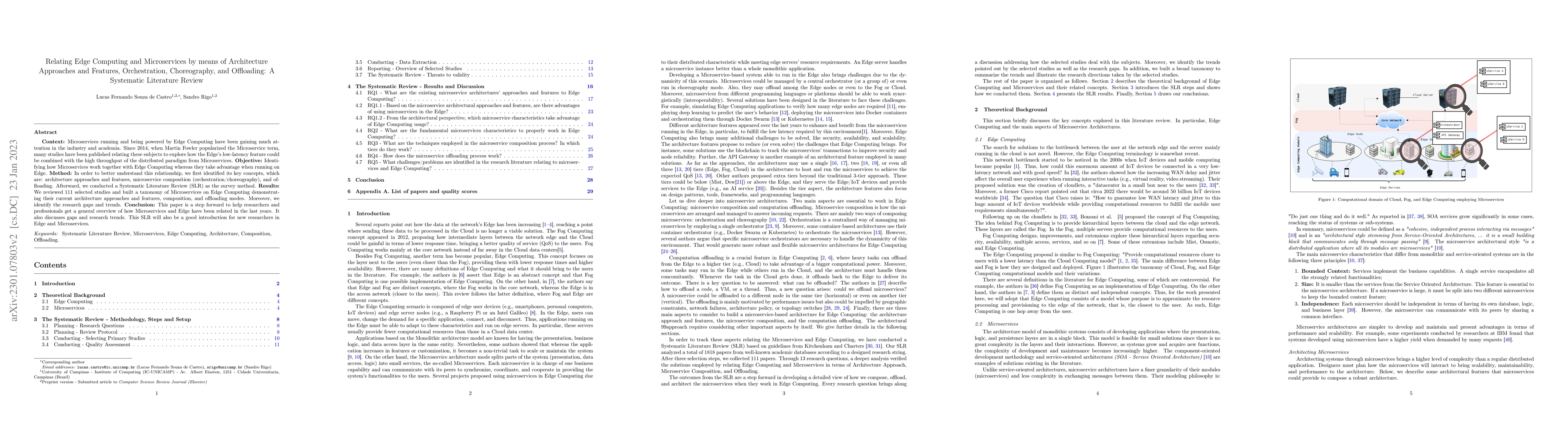 Thumbnail for Relating Edge Computing and Microservices by means of Architecture
  Approaches and Features, Orchestration, Choreography, and Offloading: A
  Systematic Literature Review