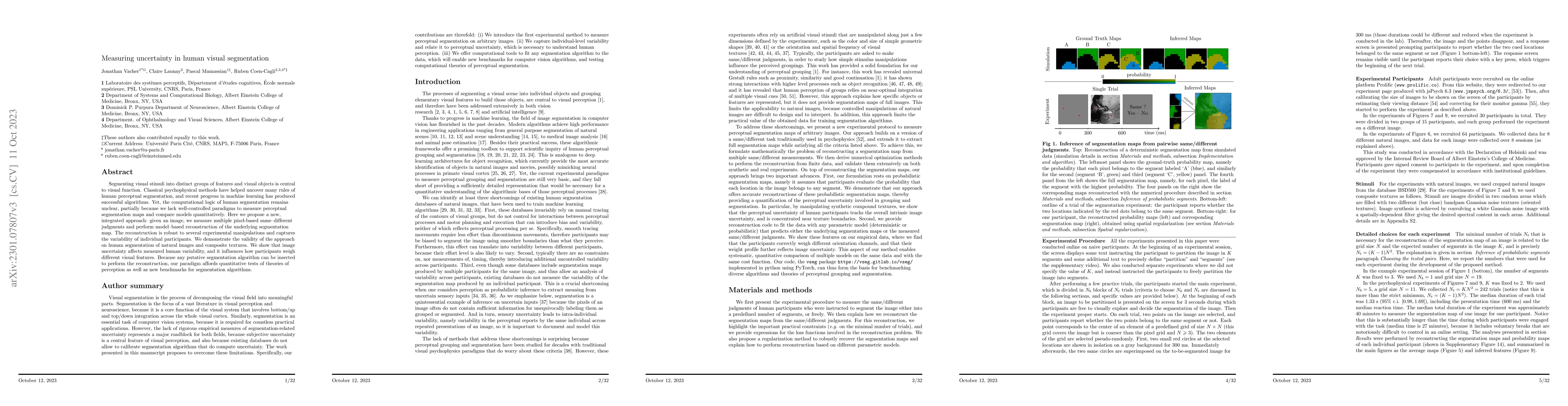 Thumbnail for Measuring uncertainty in human visual segmentation