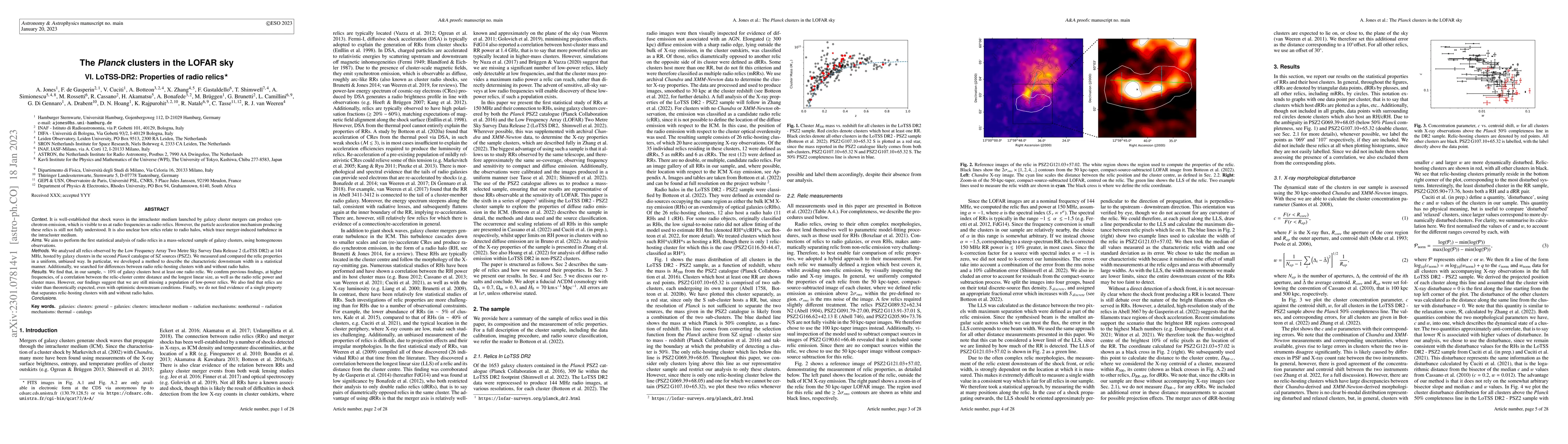Thumbnail for The Planck clusters in the LOFAR sky VI. LoTSS-DR2: Properties of radio
  relics