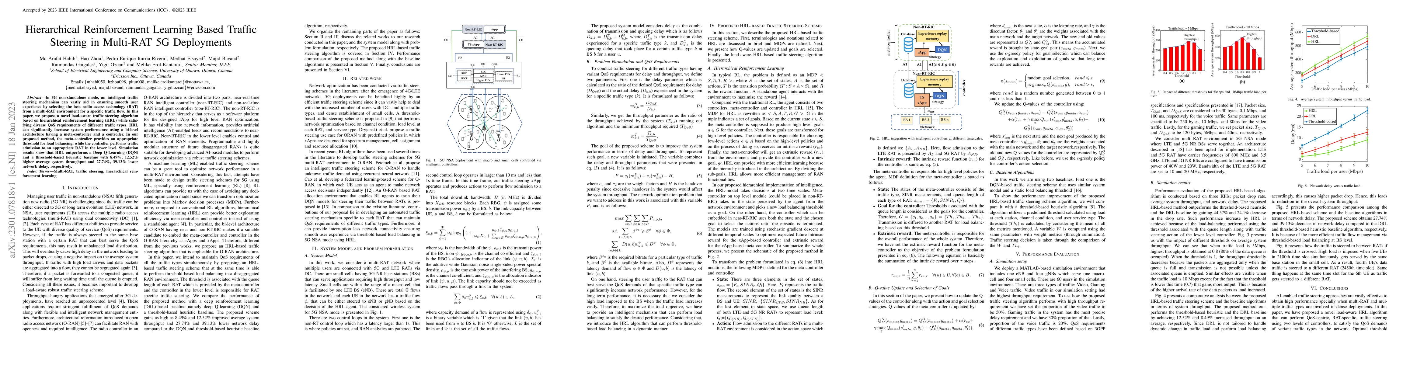 Thumbnail for Hierarchical Reinforcement Learning Based Traffic Steering in Multi-RAT
  5G Deployments