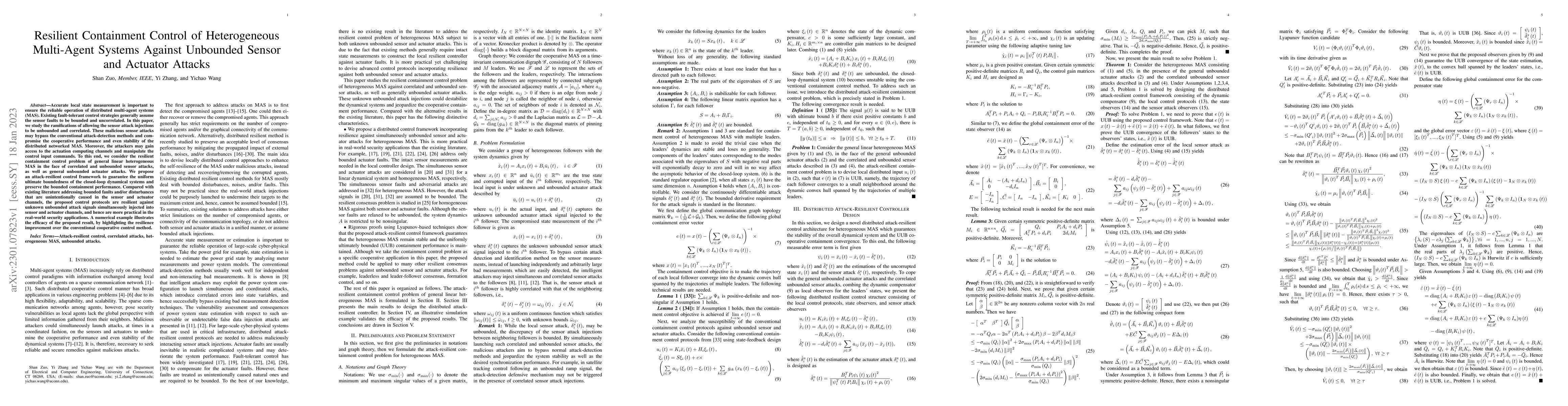 Thumbnail for Resilient Containment Control of Heterogeneous Multi-Agent Systems
  Against Unbounded Sensor and Actuator Attacks